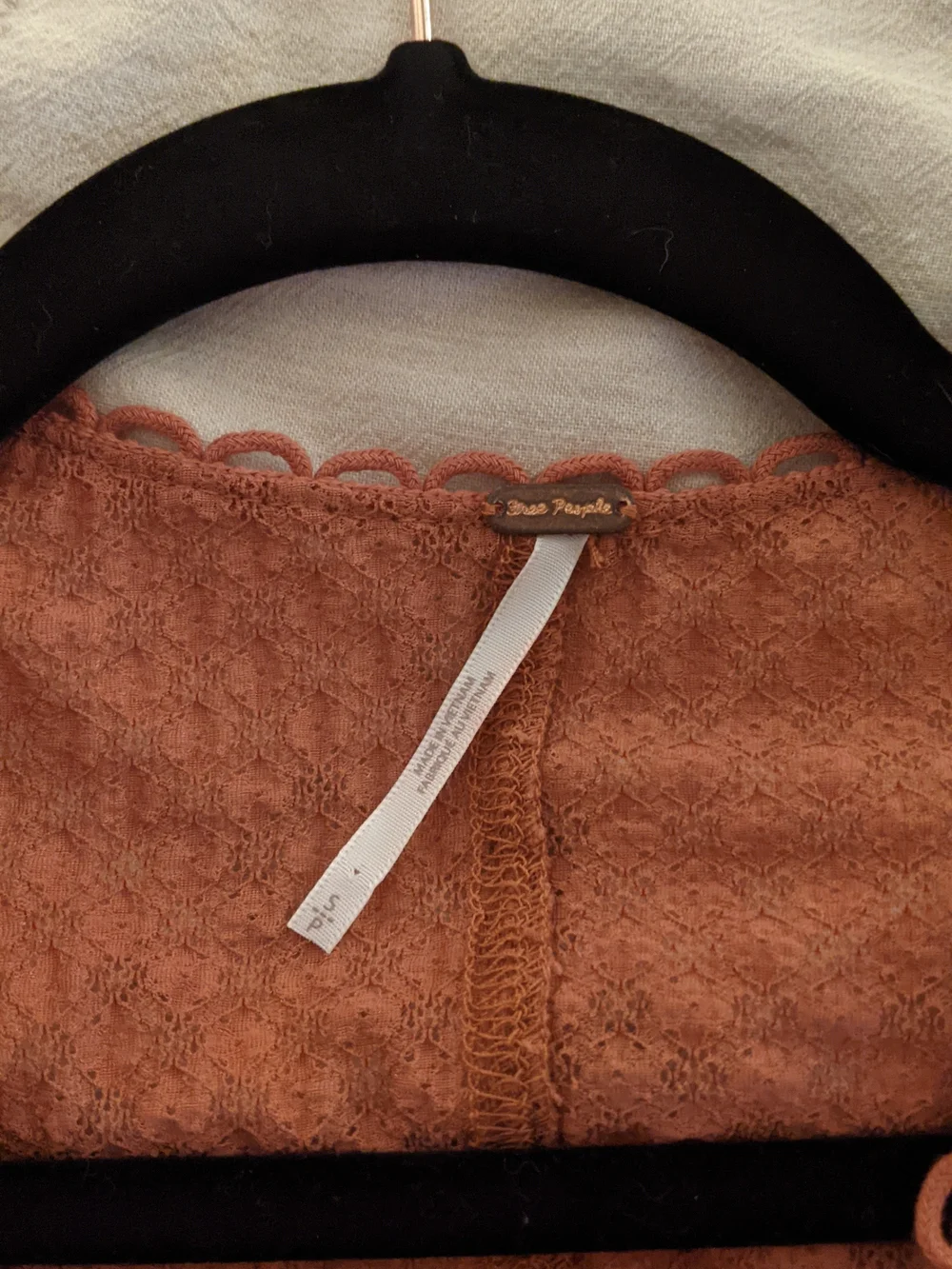 Free People Rust Lace-Detail Button Front Blouse